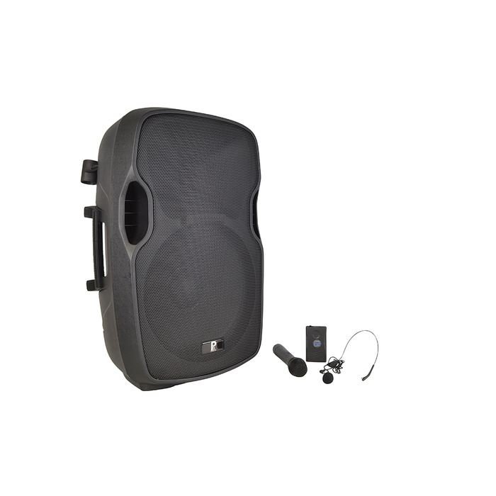 15" Portable PA Speaker Battery Powered with Radio Mic and Bluetooth