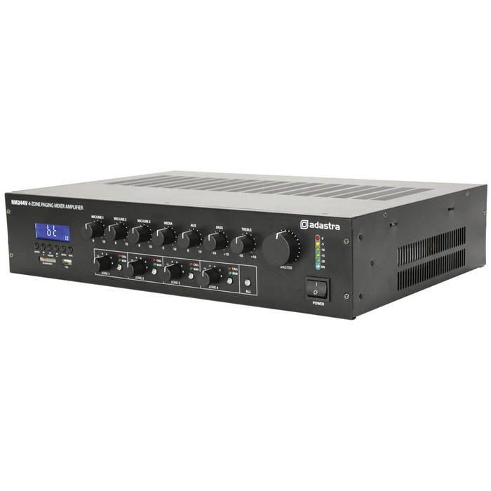 100 Volt Mixer/Amplifier with Bluetooth, USB/SD, FM Radio and Paging