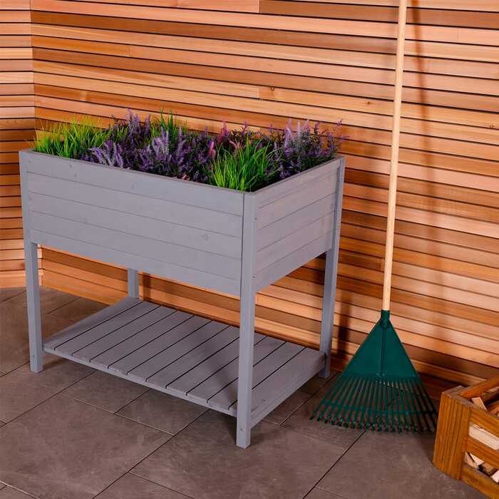FSC® 100% Certified Wooden Planter - Grey