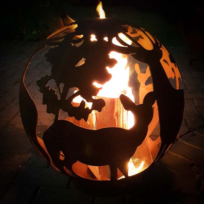 Garden Fire Ball 70cm Stag Design with Rust Finish