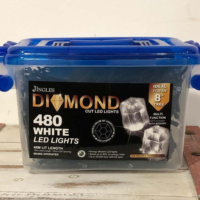480 Multi Function LED Bright White Diamond Christmas Lights by Jingles