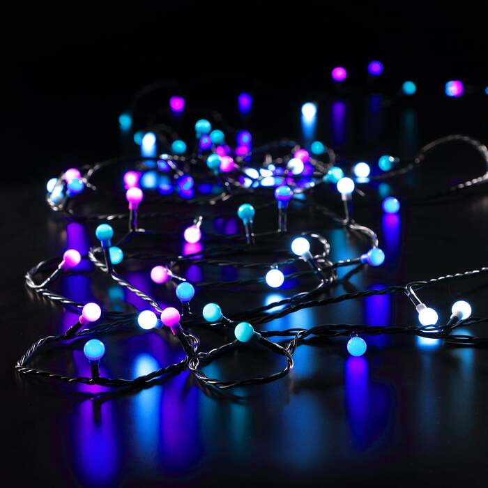 Noma Christmas 100 Easy Timer Pastel Berry Lights with Multi Function LED Lights