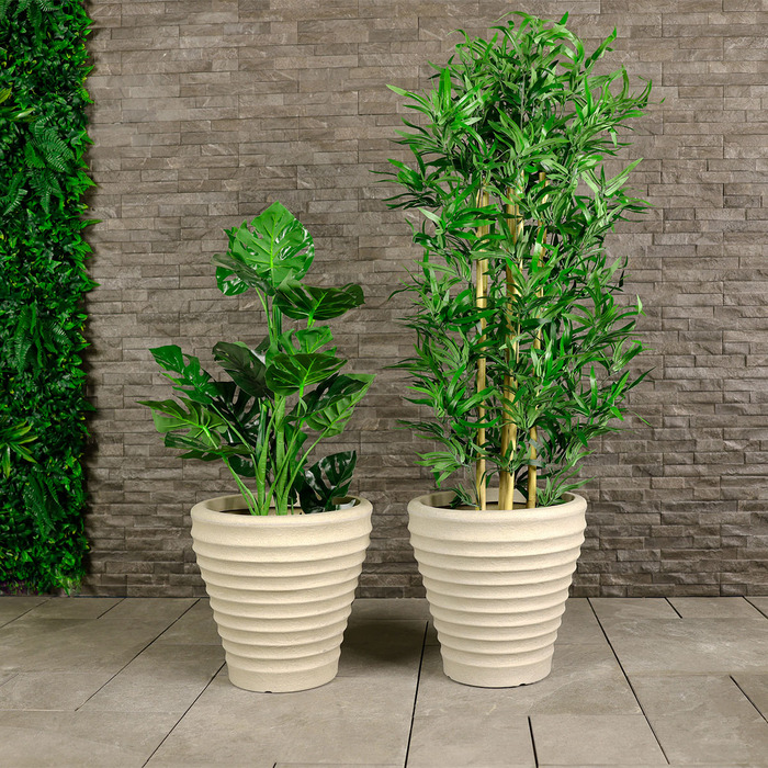 Pair of Moroccan Round Stone Planters (Dia. 43cm)
