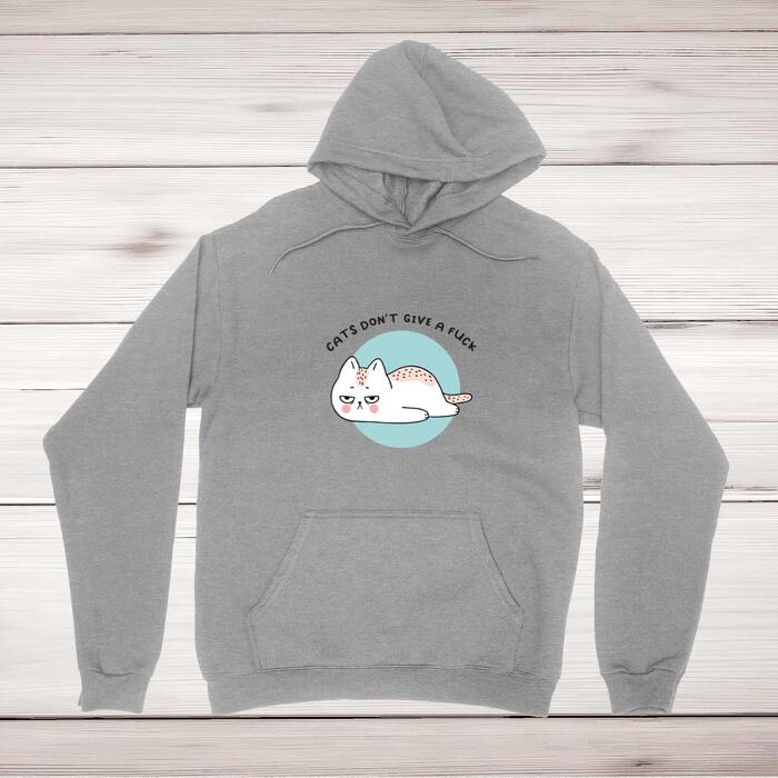 Cats Don't Give A Fuck Hoodie - Grey, 2XL