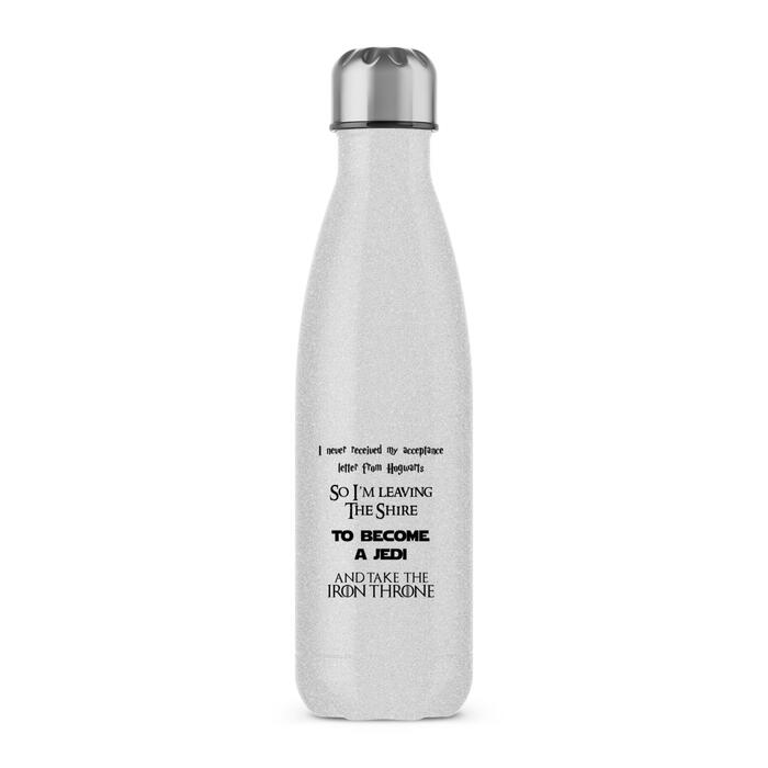 Take The Iron Throne Water Bottle - Silver Glitter, One