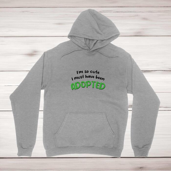 So Cute I'm Adopted Hoodie - Grey, 4XL
