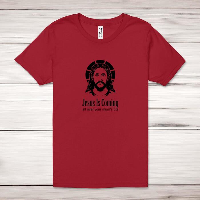 Jesus Is Coming Adult T-Shirt - Red, Extra Large