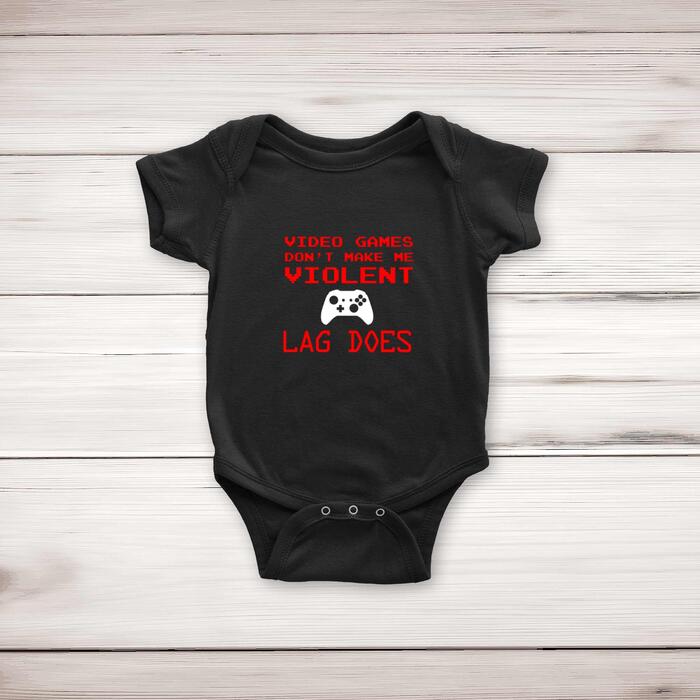 Video Games Don't Make Me Violent Babygrow - Black, 0-3 Months