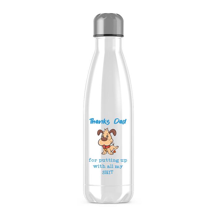 Thanks Dad - All My Shit Water Bottle - White, One
