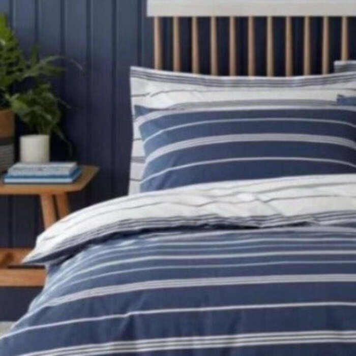 100% Cotton Navy & White Extra Large Single Duvet Cover Set