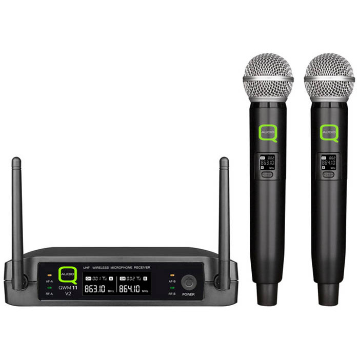 Twin Channel Handheld UHF Wireless Microphone System - 863. 7/864. 9MHz