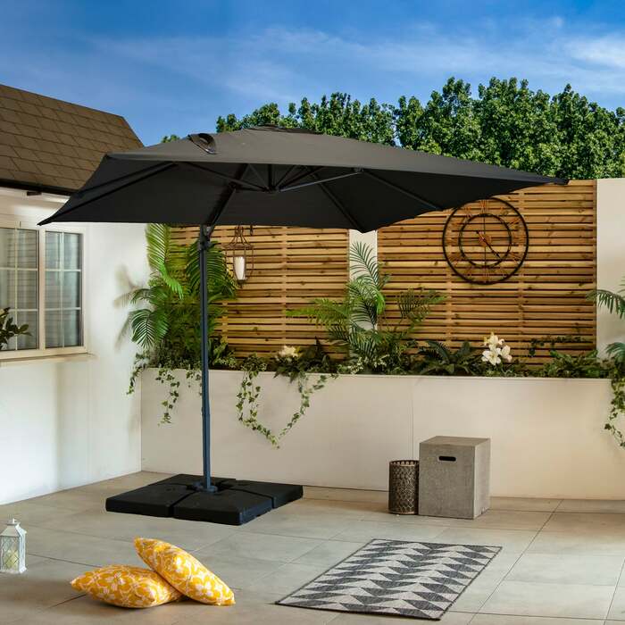 Bracken Outdoors Naples Grey 2. 5m x 2. 5m Square Cantilever Parasol