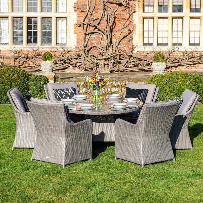 Bracken Outdoors 6 Seat Round Georgia Rattan Garden Furniture Set 1. 35m