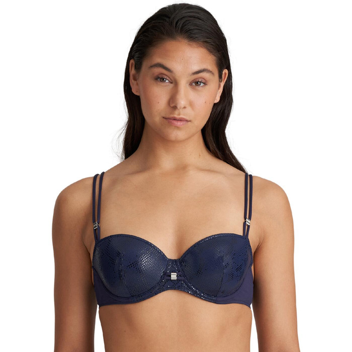 Marie Jo San Domino Padded Balcony Bikini Top - Evening Blue - 32D