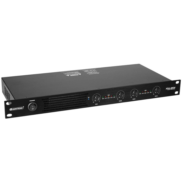 4 Channel PA Amplifier - Stereo Parallel & Bridged 100V Mode. 1200W Total