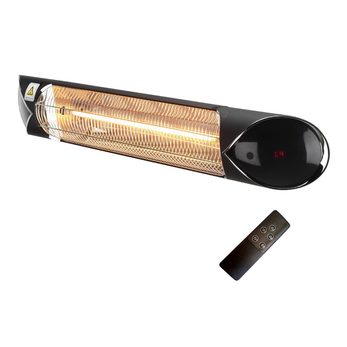 2. 5kW EQ Heat Electric Bar Patio Heater Black With Remote Control