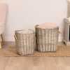 Set Of Two Fabric Lined Wicker Log Baskets