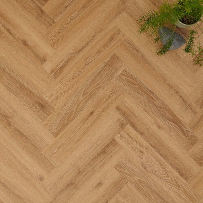 Lusso Portofino Herringbone Sunshine Oak Glue Down LVT Vinyl Flooring