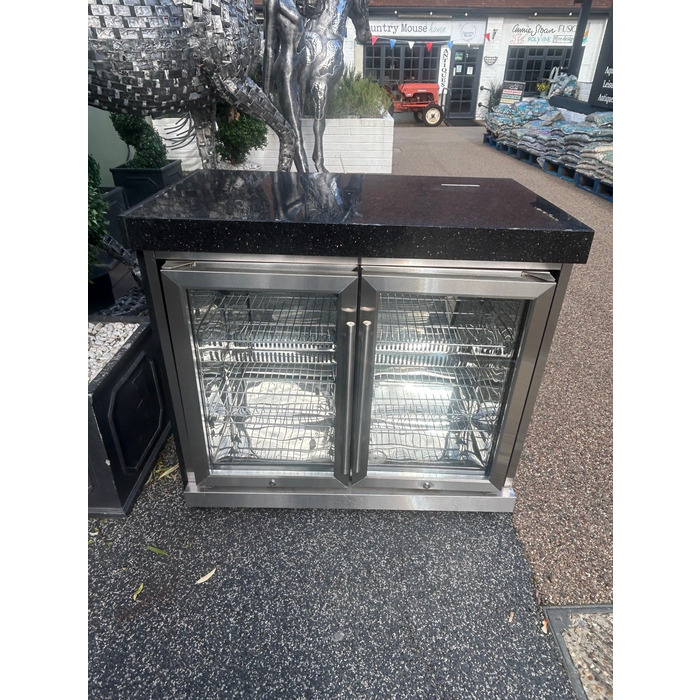 Ex Display Draco Grills Outdoor Kitchen Stainless Steel Double Fridge Unit with Granite Top