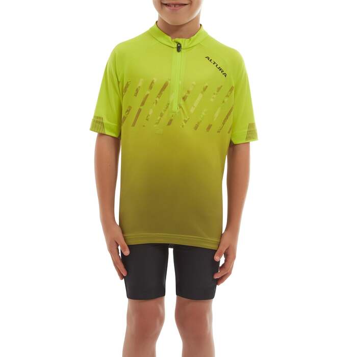 Kids Airstream Short Sleeve Cycling Jersey Lime | Altura 3D Pad & High Wicking Fabrics, Enhanced Comfort & Visibility | 11-12 Years | Altura