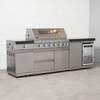 Draco Grills 6 Burner BBQ Modular Outdoor Kitchen with Sear Station and Single Fridge Unit, With Granite Side Panels