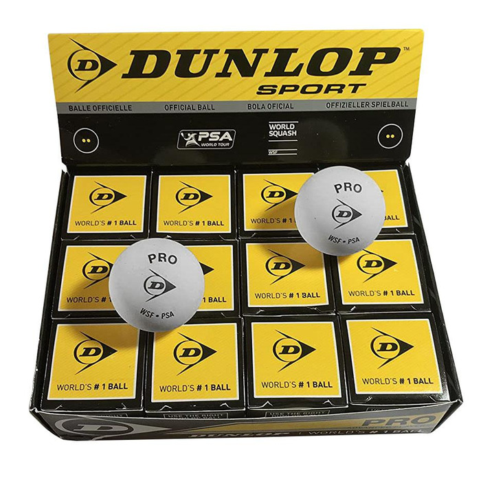 Dunlop Pro White Squash Balls - 1 dozen