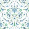 Britt Woodland Damask Vinyl Wallpaper Blue / Green Fine Decor FD26511