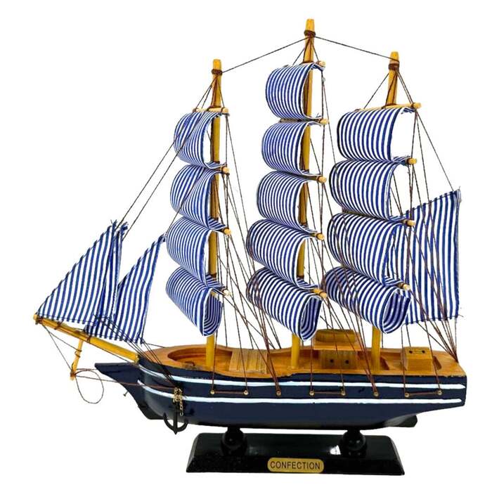 Handmade Blue Confection Ship Model 1L - 32cm x 31cm - Decor Gift