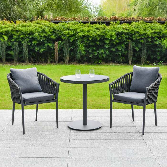 Bracken Outdoors Maldives Rope 2 Seat Aluminium Bistro Garden Furniture Set