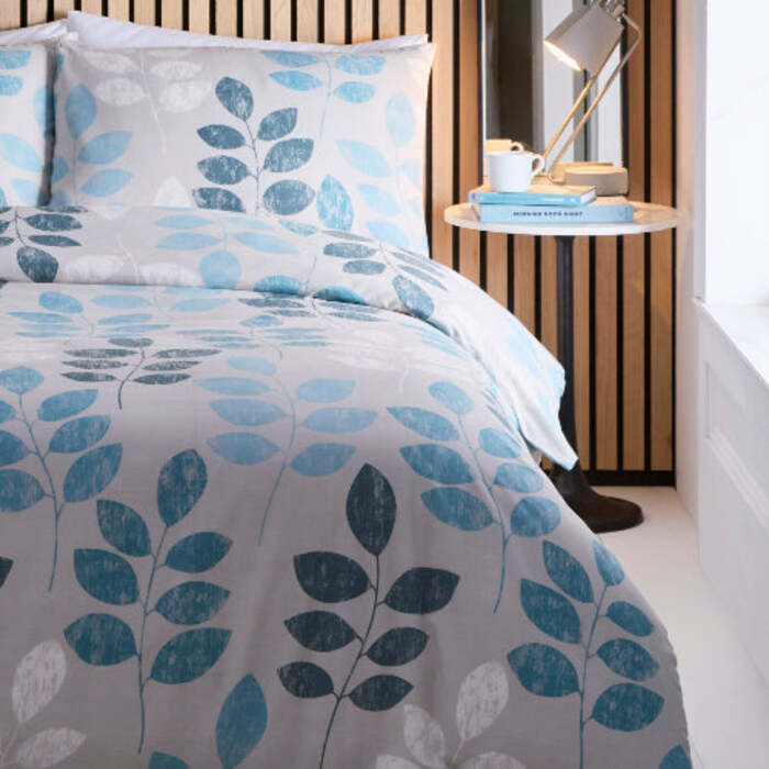 Polycotton Teal Leaf