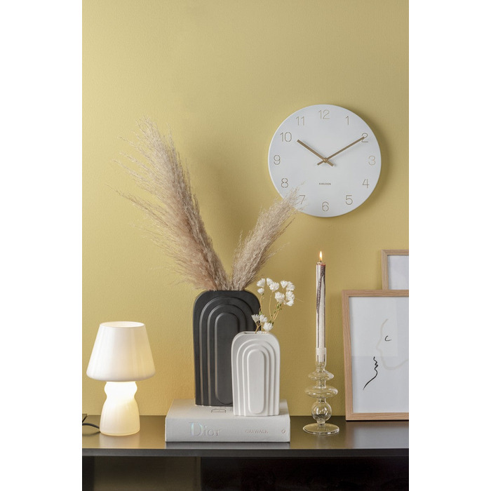 Wall Clock Charm Engraved Numbers Small - White