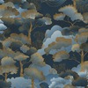 Elle Decoration Golden Grove Textured Vinyl Wallpaper Navy / Gold 10448-08