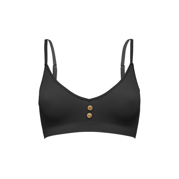 Pretty Polly Eco-Wear Seamfree Rib Button Bra - Black - M/L