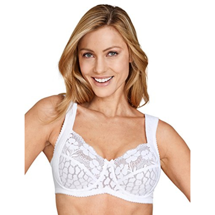 Miss Mary Of Sweden Jacquard & Lace Underwired Bra - White - 34E