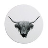Nick Field Black & White Rain The Highland Cow Coaster