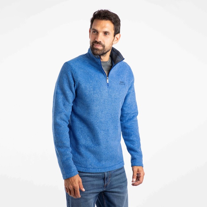Weird Fish Men's Newark Eco 1/4 Zip Grid Fleece Blue 3XL