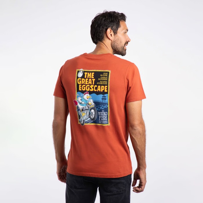 Weird Fish The Great Eggscape Organic Cotton Artist T-Shirt Rust Leaves 2XL