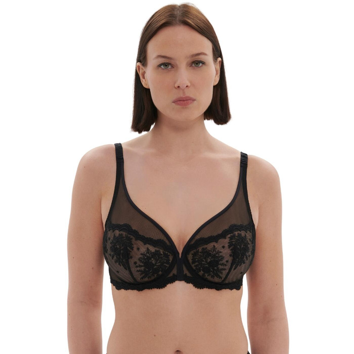 Simone Perele Intrigue Plunging Underwired Bra - Black - 34F