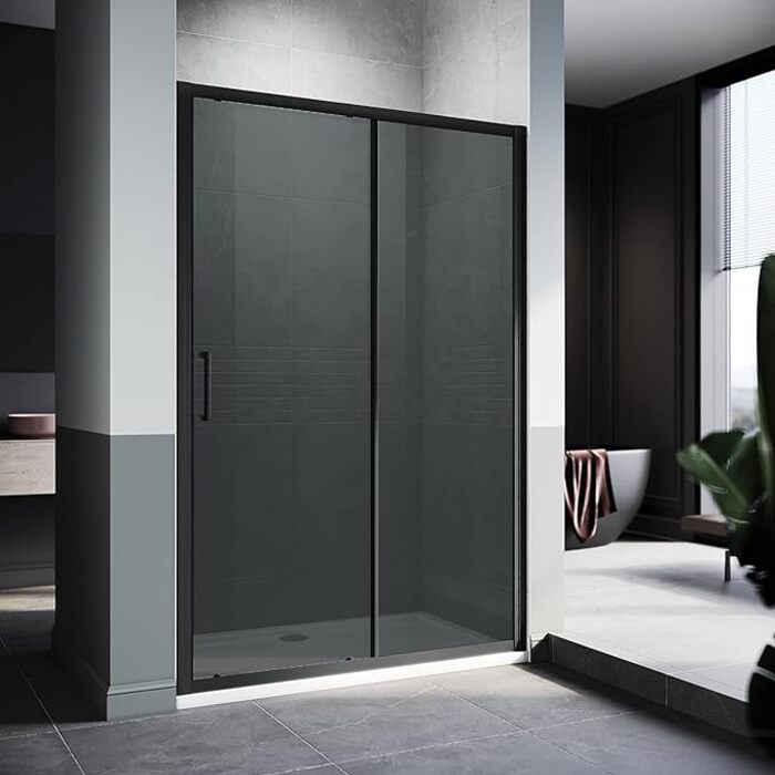 ELEGANT 1100mm Black Sliding Shower Door 8mm Easy Clean Nano Glass Shower Screen