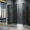 ELEGANT 1500X800mm Smoked Glass Easy Clean Walk-In Shower Enclosure (Inc. Shower Panels + Stone Resin Tray+Waste)