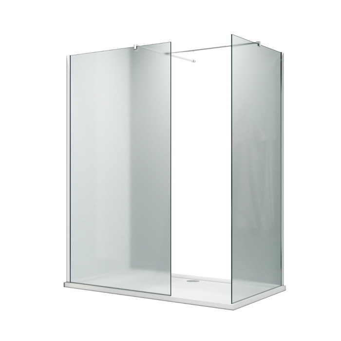 ELEGANT 1500X900mm Frosted Chrome Fittings Glass Easy Clean Walk-In Shower Enclosure (Inc Shower Panels + Stone Resin Tray + Waste)
