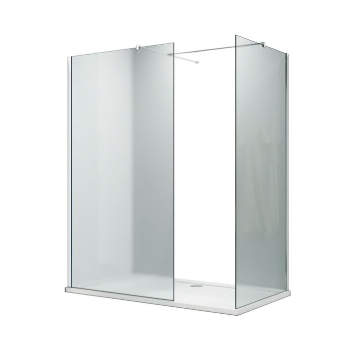ELEGANT 1200X800mm Frosted Chrome Fittings Glass Easy Clean Walk-In Shower Enclosure (Inc Shower Panels + Stone Resin Tray + Waste)
