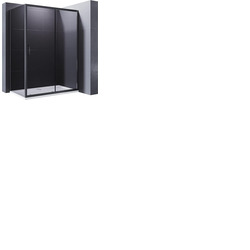ELEGANT 1400 x 700mm Black Sliding Shower Door With Side Panel 8mm Easy Clean Nano Glass Shower Enclosure