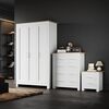 ELEGANT Cabinet Furniture Set 3 Door Bedroom Wardrobe and 4 Drawer Chest and Bedside Cabinet White/Oak