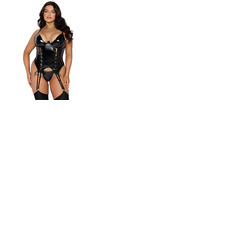 House Of Desire Trinity Patent Lace Up Bustier & Thong Set
