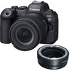 Canon EOS R6 Mark II Mirrorless Camera with RF 24-105mm f/4-7. 1 IS STM Lens with EF-EOS R mount adapter