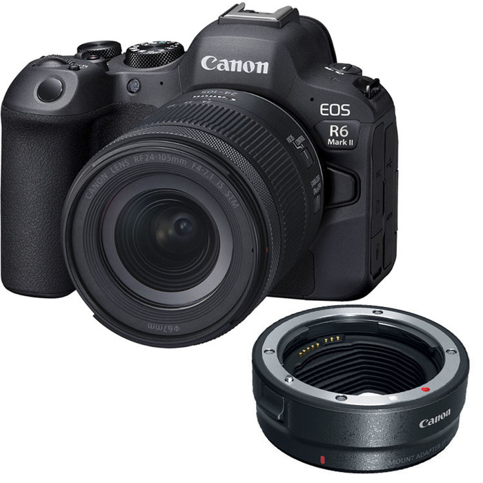 Canon EOS R6 Mark II Mirrorless Camera with RF 24-105mm f/4-7. 1 IS STM Lens with EF-EOS R mount adapter