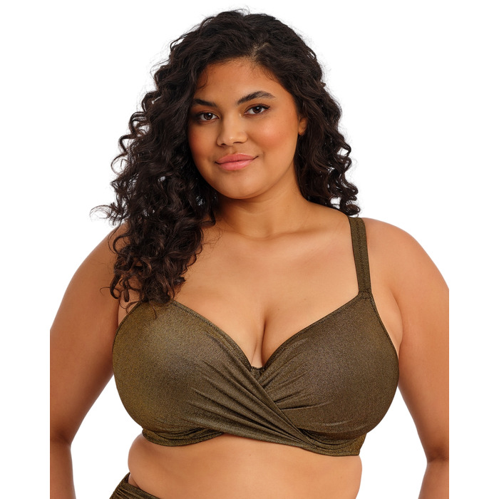 Elomi Sunset Shimmer Underwired Plunge Bikini Top - Gold Rush - 34HH