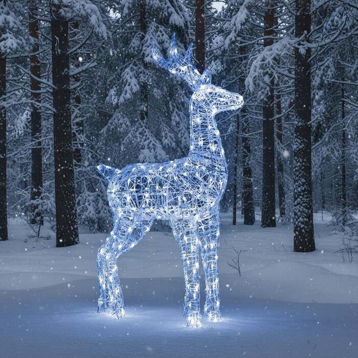 Christmas Reindeer Light - 1. 2M Soft Acrylic Outdoor Light Up Stag with 230 White LEDs