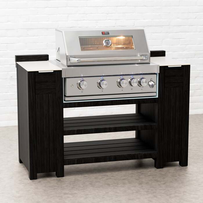 Draco Grills Teak Carbon Line 4 Burner Stainless Steel BBQ Cabinet with Ceramic Top, Late February 2026
